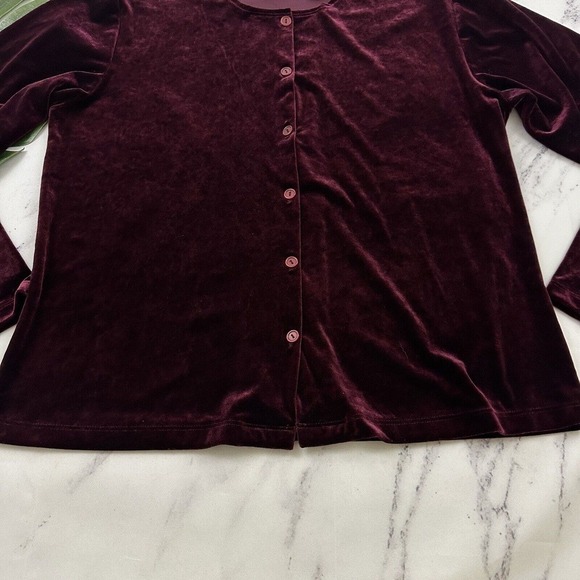 Laura Scott Womens Vintage Velvet Cardigan Sweater Size M Dark Purple Whimsygoth - Picture 5 of 11